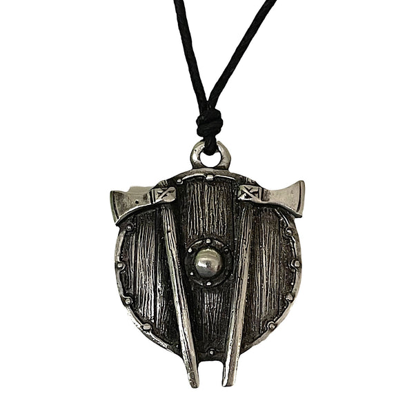 Axe And Shield Viking Necklace - Pewter