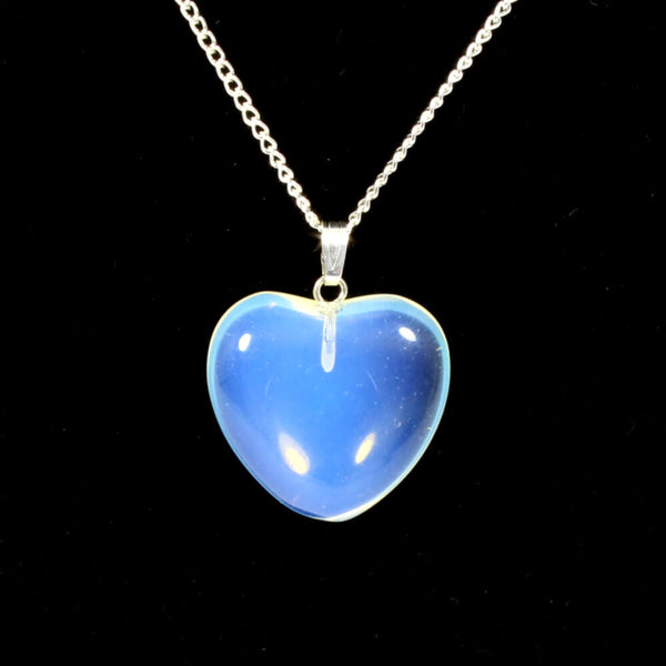 Opalite Heart Pendant With Silver Chain