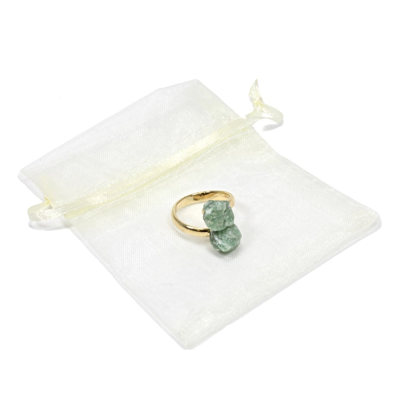 Green Aventurine Crystal Adjustable Gold Ring