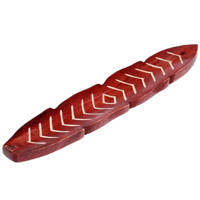 Mango Wood Feather Shaped Ashcatcher Incense Sticks Burner