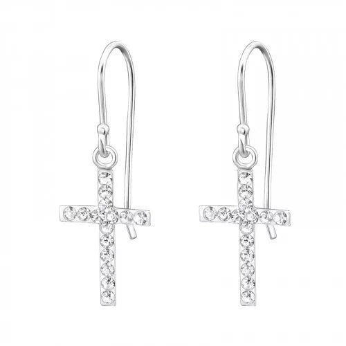 Silver cross 2025 earrings dangle