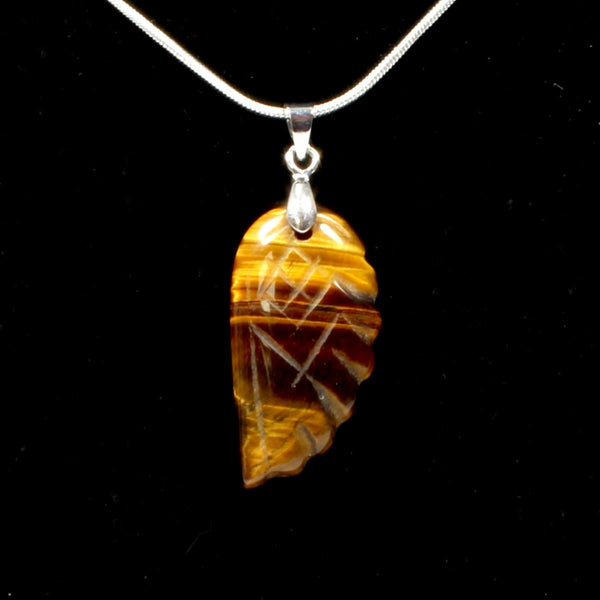 Gold Tigers Eye Angel Wing Pendant With Chain