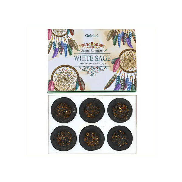 Goloka - Resin Incense Smudge Cups - White Sage