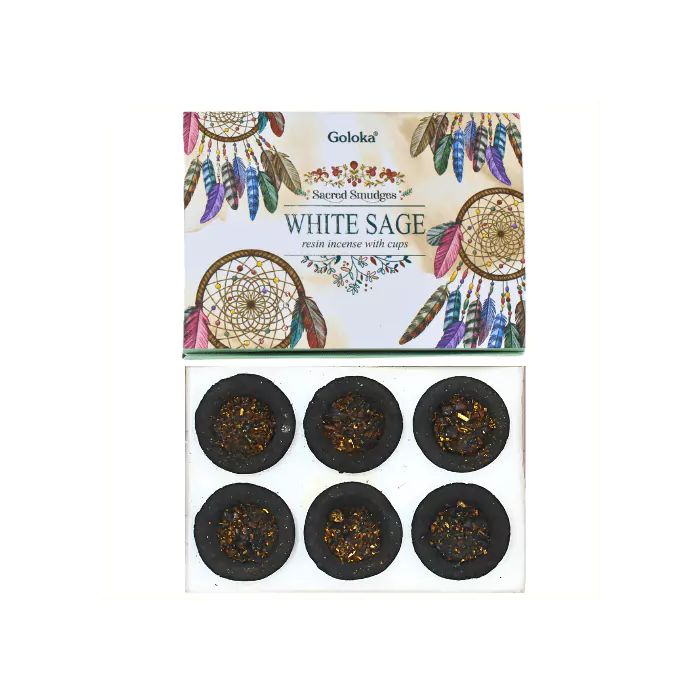 Goloka - Resin Incense Smudge Cups - White Sage
