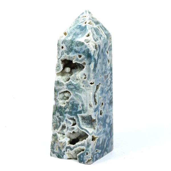 Moss Agate Carved Point (791g)