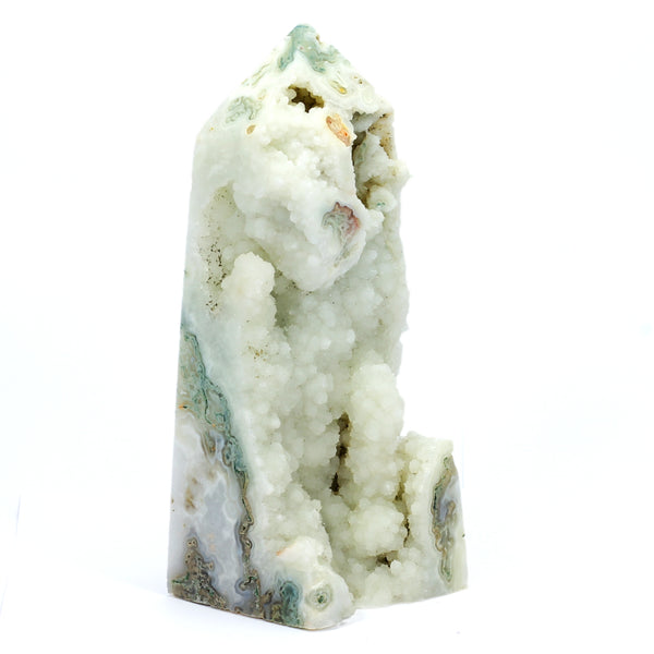 Moss Agate Carved Point (1225g)