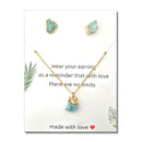 Natural Healing Crystal Earrings & Necklace - Amazonite