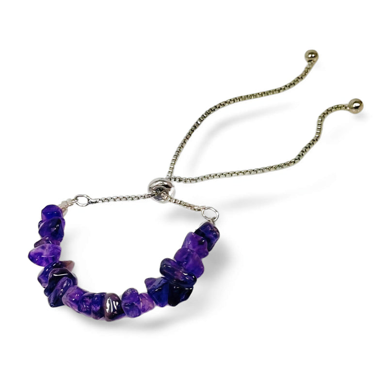 Amethyst Stone Chip Adjustable Bracelet