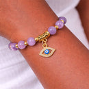 Soothe & Calm Evil Eye Charm Bracelet - Amethyst