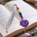 Peace & Tranquillity Heart Pendant & Feather Bookmark – Amethyst and Chakra Energy