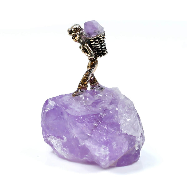 Amethyst Crystal With Miner Figure
