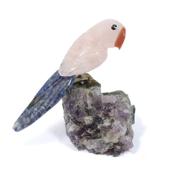 Rose Quartz & Sodalite Parrot - The Harmony Seeker (158g)