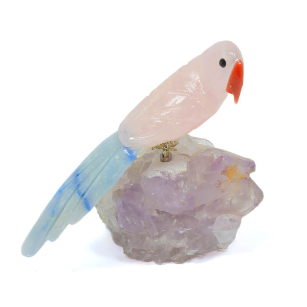 Rose Quartz & Blue Quartz Parrot - The Guardian Of Love (178g)