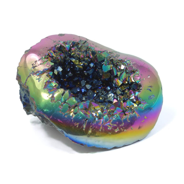 Titanium Aura Quartz Geode - The Rainbow Guardian (837g)