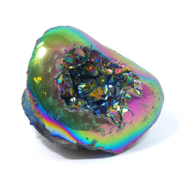 Titanium Aura Quartz Geode - The Rainbow Guardian (826g)