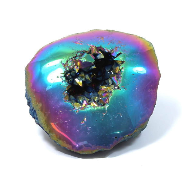 Titanium Aura Quartz Geode - The Rainbow Guardian (622g)