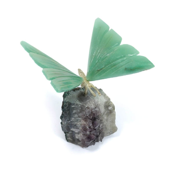 Agate Butterfly With Amethyst Cluster (166g)