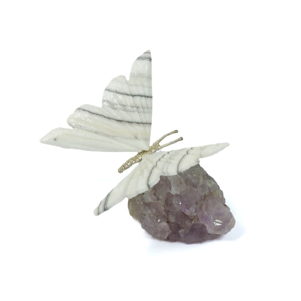 Agate Butterfly With Amethyst Cluster (158g)