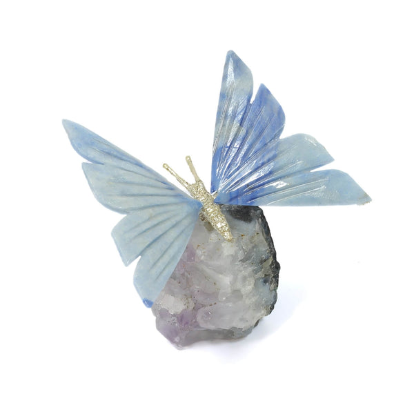 Agate Butterfly With Amethyst Cluster (168g)