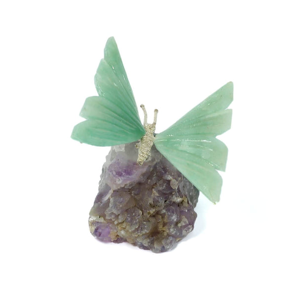 Agate Butterfly With Amethyst Cluster (162g)
