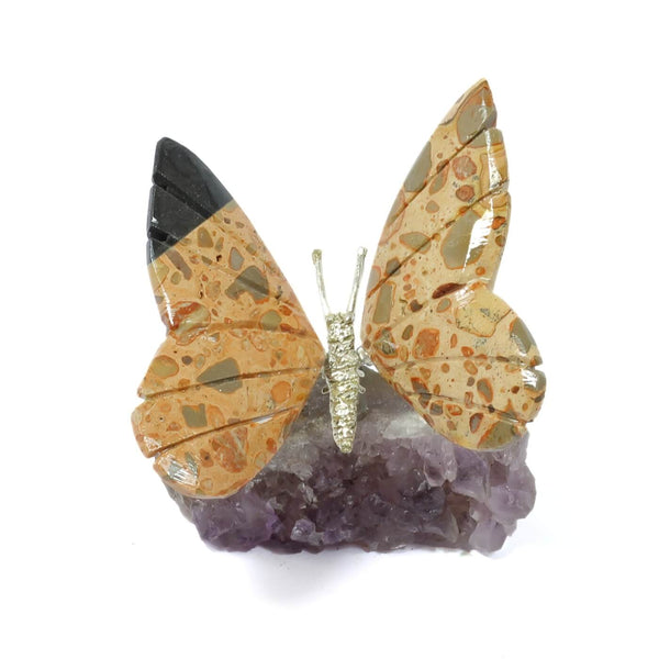 Agate Butterfly With Amethyst Cluster (145g)