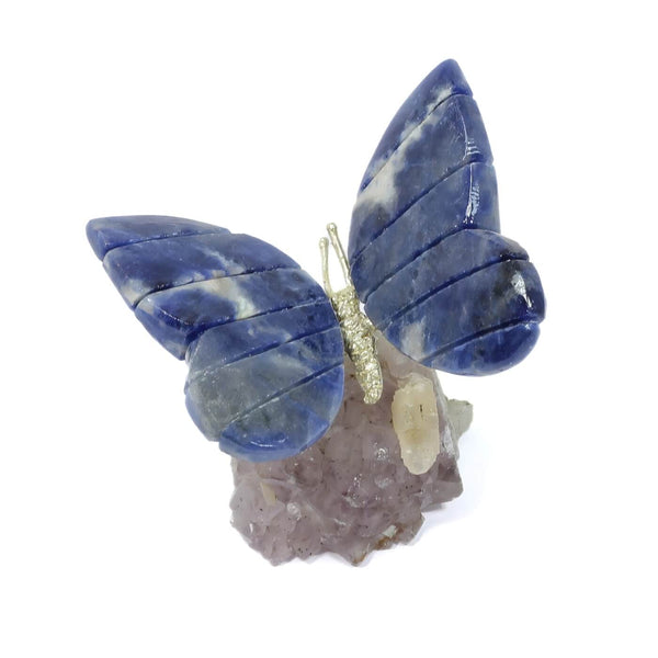 Agate Butterfly With Amethyst Cluster (156g)