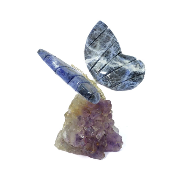 Agate Butterfly With Amethyst Cluster (165g)
