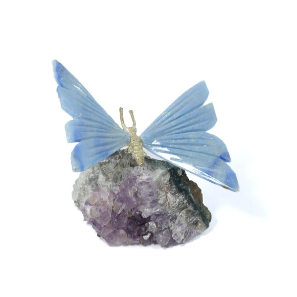 Agate Butterfly With Amethyst Cluster (119g)