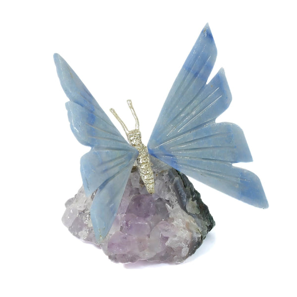 Agate Butterfly With Amethyst Cluster (157g)