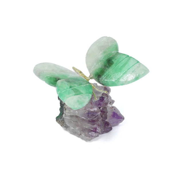 Agate Butterfly With Amethyst Cluster (173g)