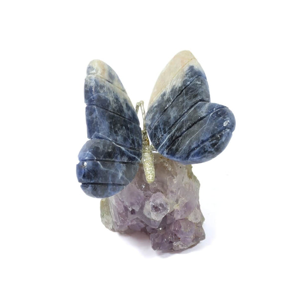 Agate Butterfly With Amethyst Cluster (180g)