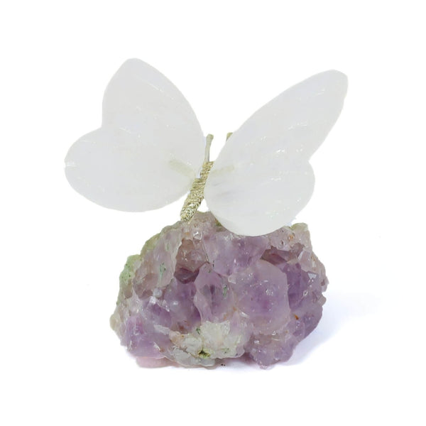 Agate Butterfly With Amethyst Cluster (170g)