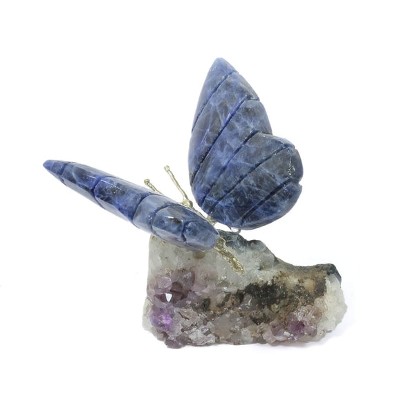Agate Butterfly With Amethyst Cluster (195g)