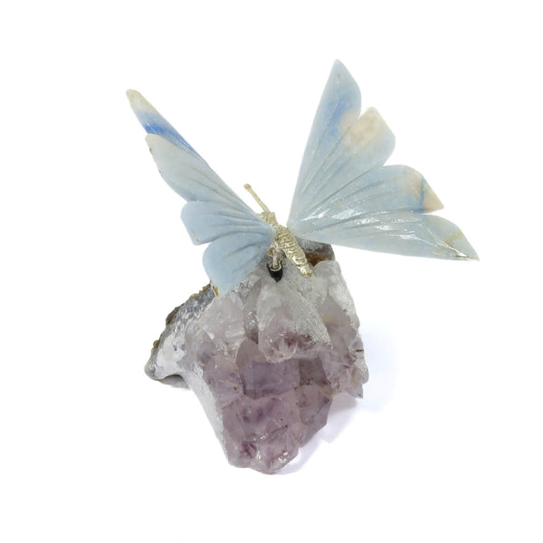 Agate Butterfly With Amethyst Cluster (230g)