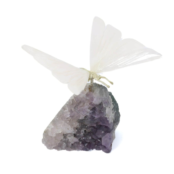 Agate Butterfly With Amethyst Cluster (148g)