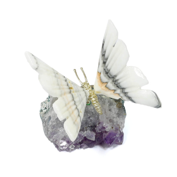Agate Butterfly With Amethyst Cluster (199g)