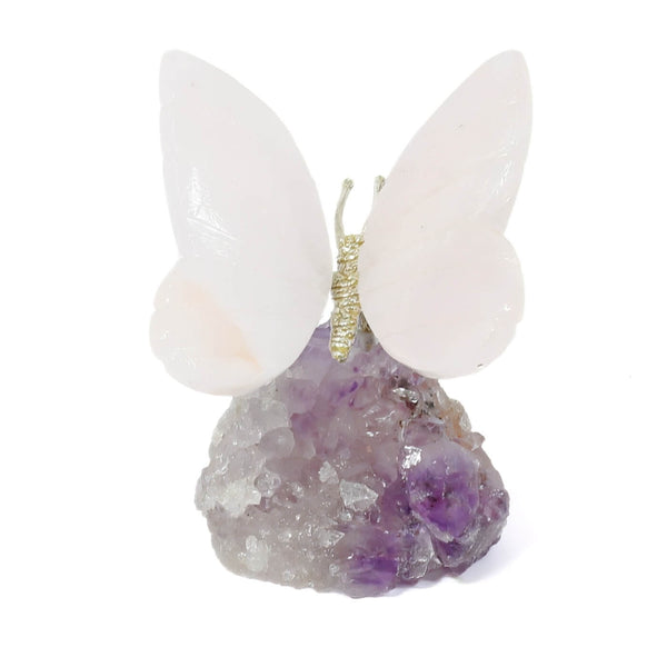Agate Butterfly With Amethyst Cluster (163g)