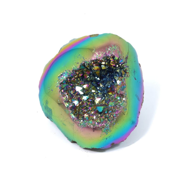 Titanium Aura Quartz Geode - The Rainbow Guardian (154g)