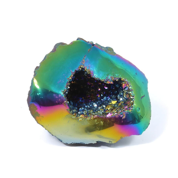 Titanium Aura Quartz Geode - The Rainbow Guardian (418g)