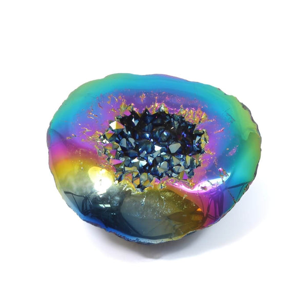 Titanium Aura Quartz Geode - The Rainbow Guardian (587g)