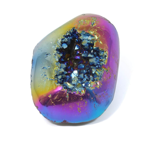Titanium Aura Quartz Geode - The Rainbow Guardian (1008g)