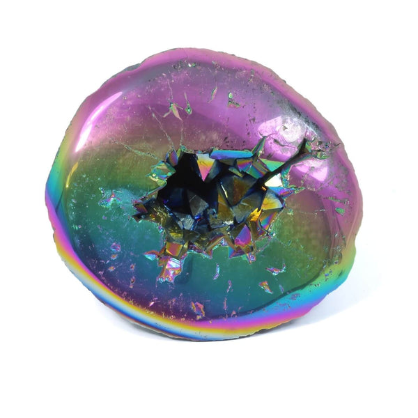 Titanium Aura Quartz Geode - The Rainbow Guardian (1763g)