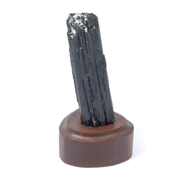 Black Tourmaline Specimen On Wooden Base - The Shadowguard (89g)
