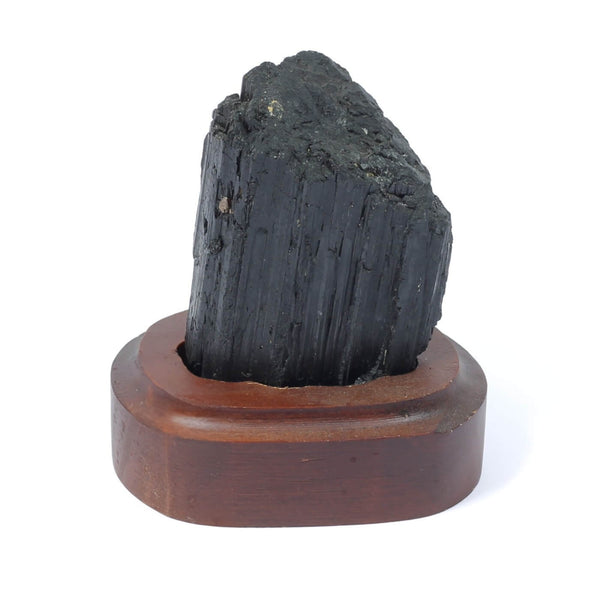 Black Tourmaline Specimen On Wooden Base - The Shadowguard (225g)