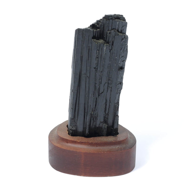Black Tourmaline Specimen On Wooden Base - The Shadowguard (183g)