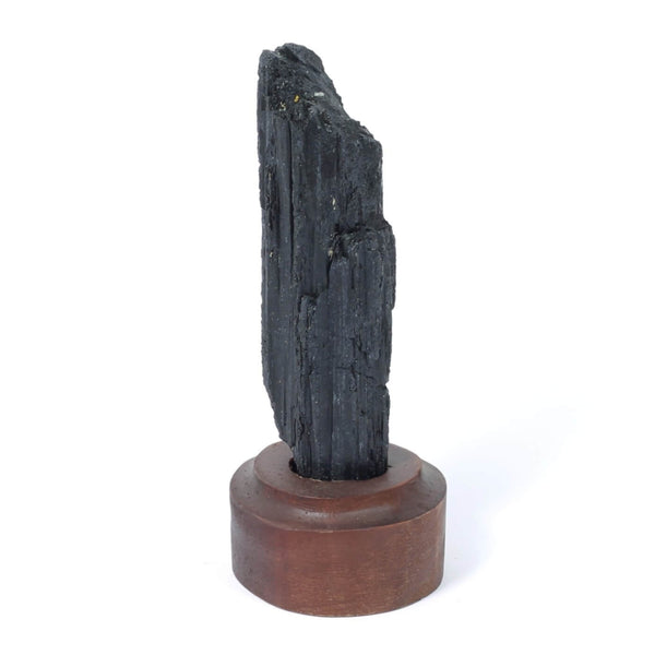 Black Tourmaline Specimen On Wooden Base - The Shadowguard (86g)