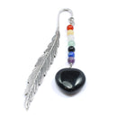 Grounding Heart Pendant & Feather Bookmark – Black Obsidian and Chakra Energy