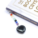 Grounding Heart Pendant & Feather Bookmark – Black Obsidian and Chakra Energy