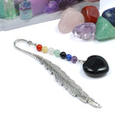 Grounding Heart Pendant & Feather Bookmark – Black Obsidian and Chakra Energy