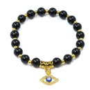 Strength & Clarity Evil Eye Charm Bracelet - Black Obsidian